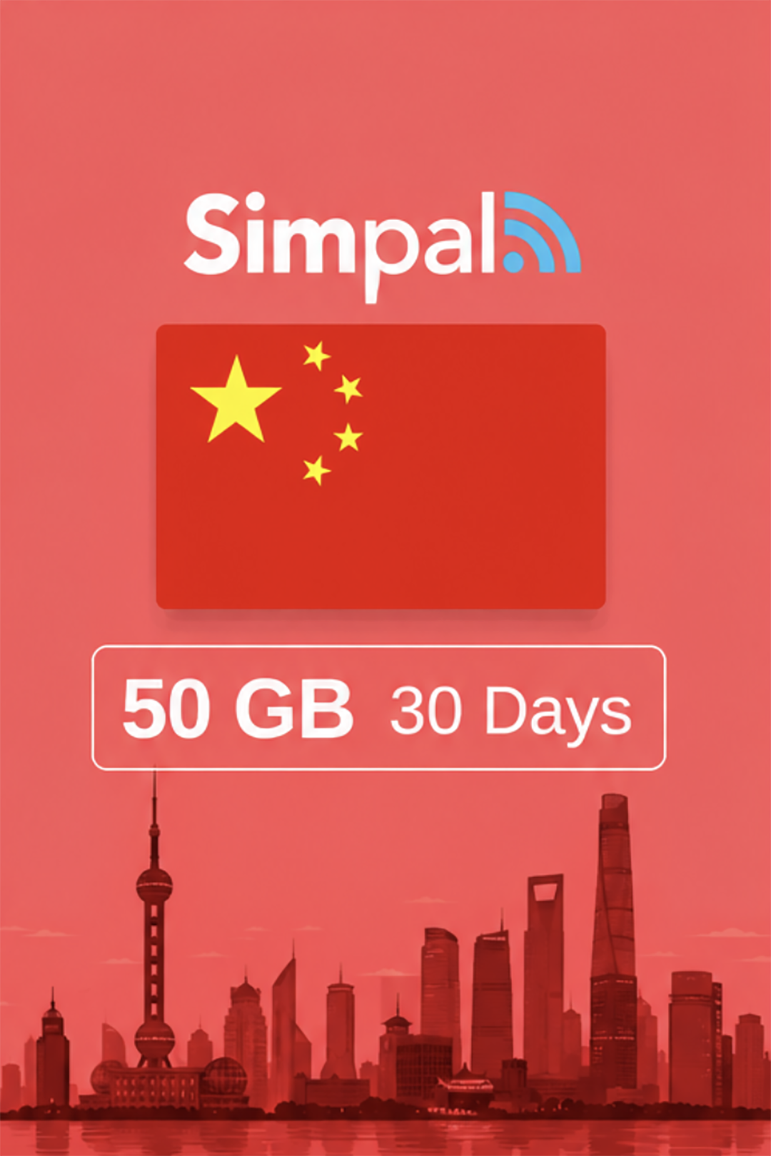China mainland eSIM - 50GB Data (30 Days)