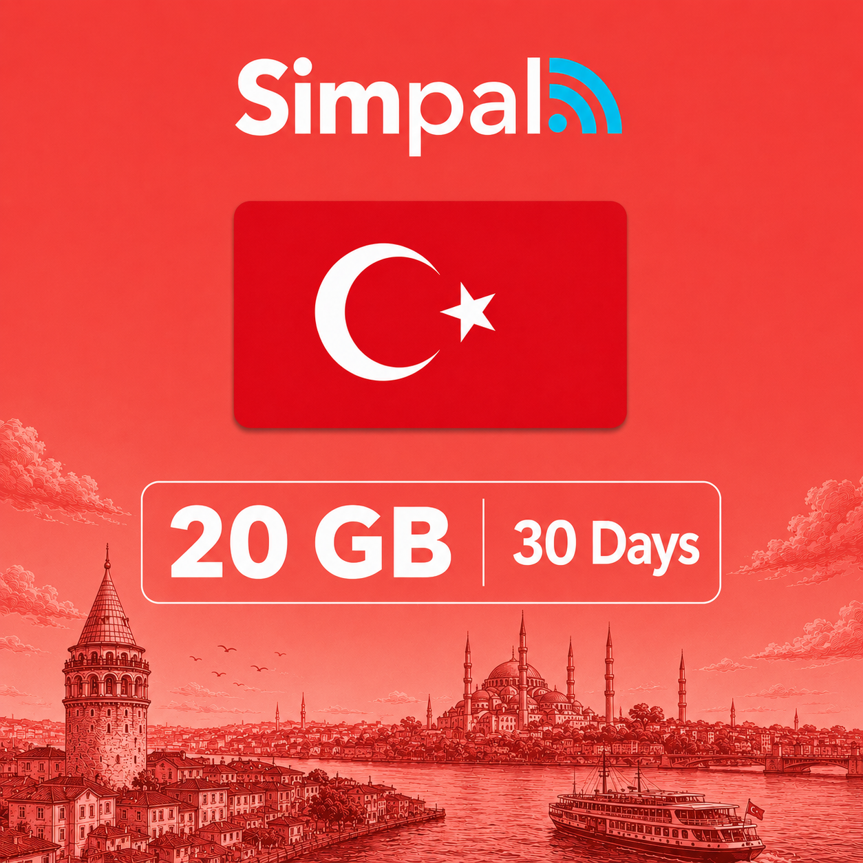 Turkey eSIM - 20GB Data (30 Days)