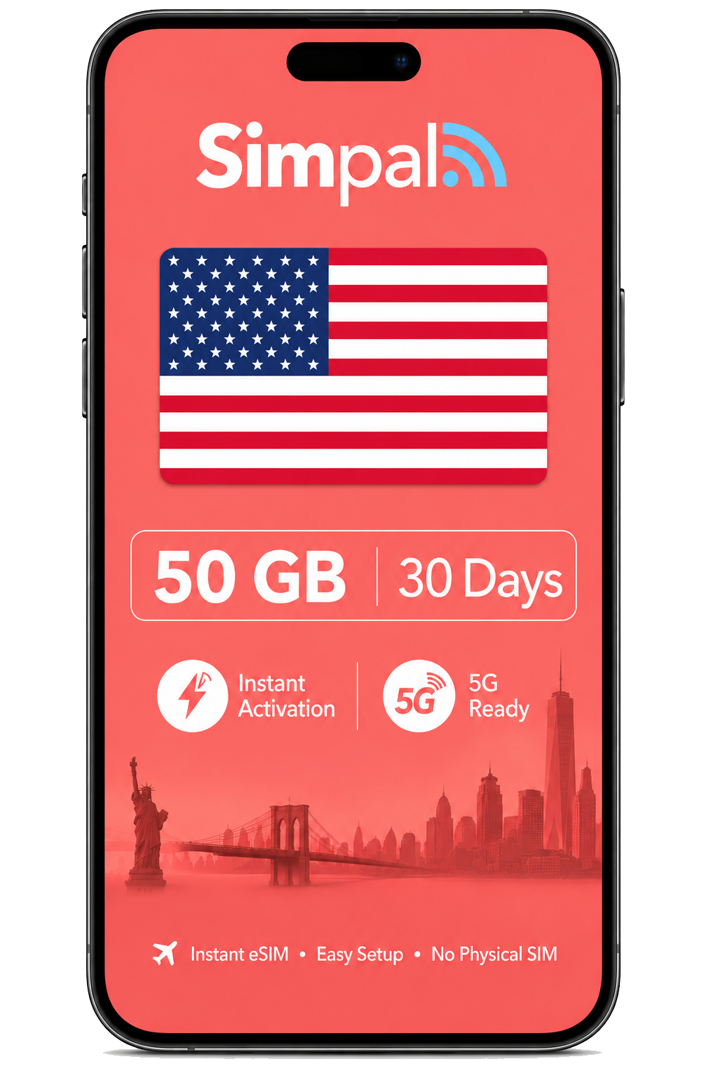 USA eSIM - 50GB Data (30 Days)